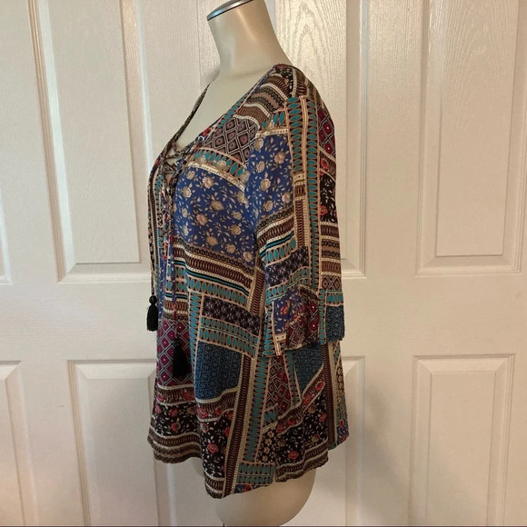American Eagle Outfitters Boho Lace-up Blouse S - Picture 4 of 16